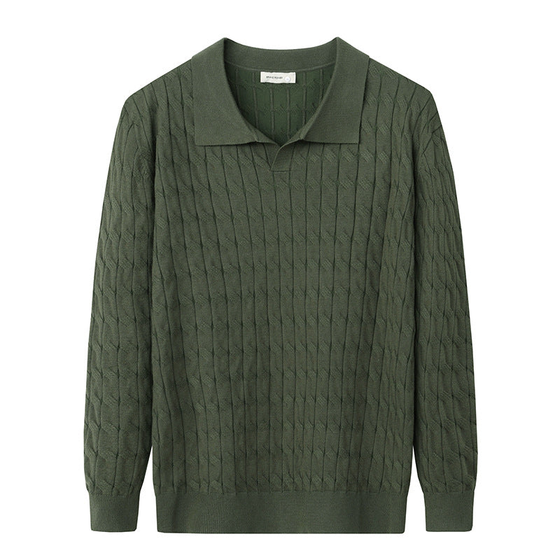 Men's Polo Sweater Contrast Collar Loose Fit