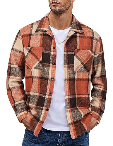 Men's Plaid Polo Lapel Collar Long Sleeve