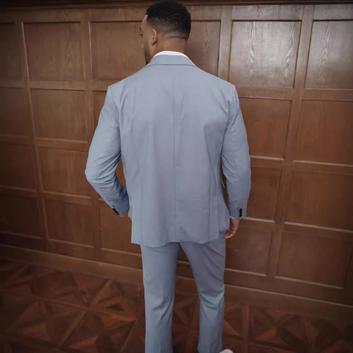Men's Suit Woven Fabric Notch Lapel Slim Fit Two Piece