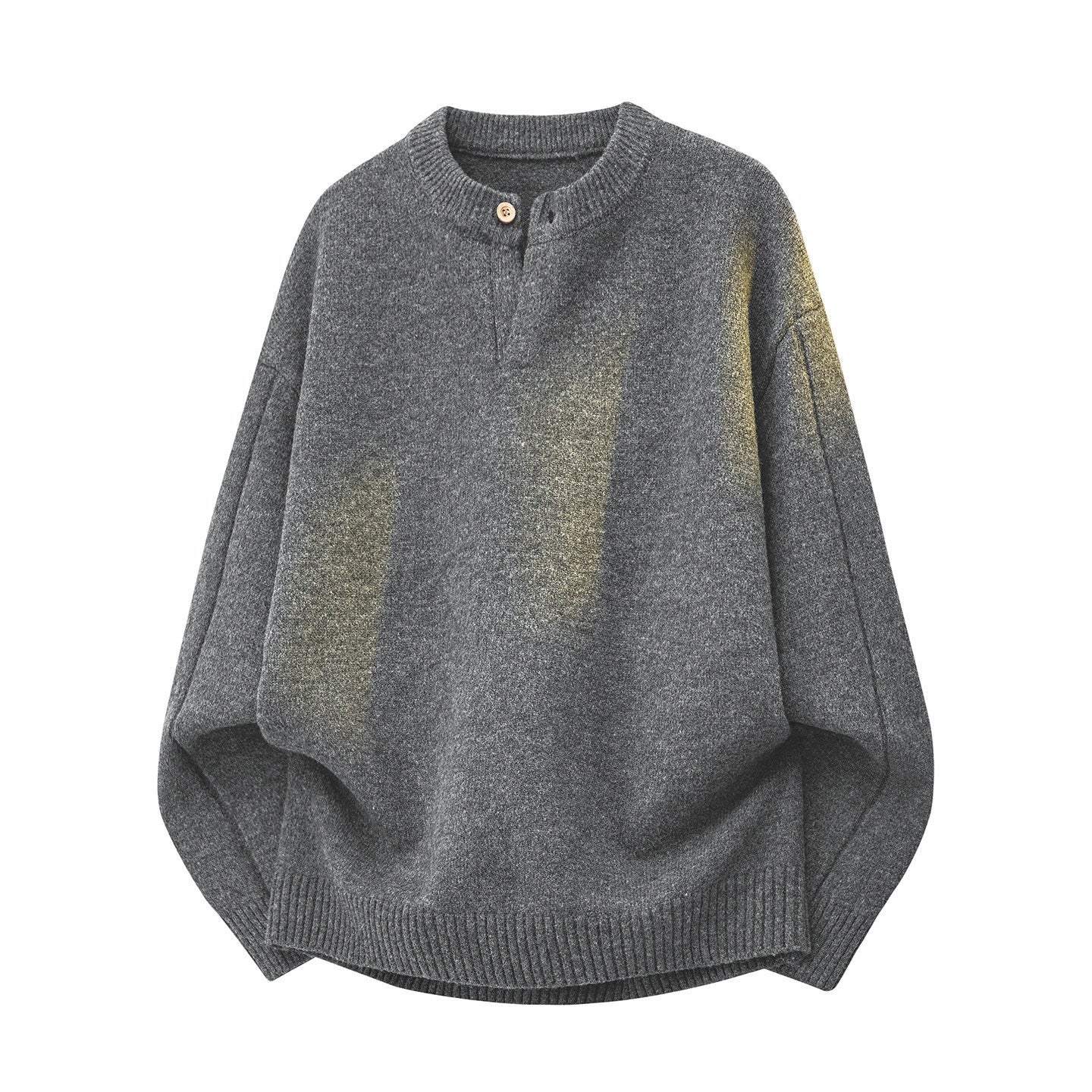 Men's Oversized Mock Neck Jumper, Loose Fit Textured Knit Pullover