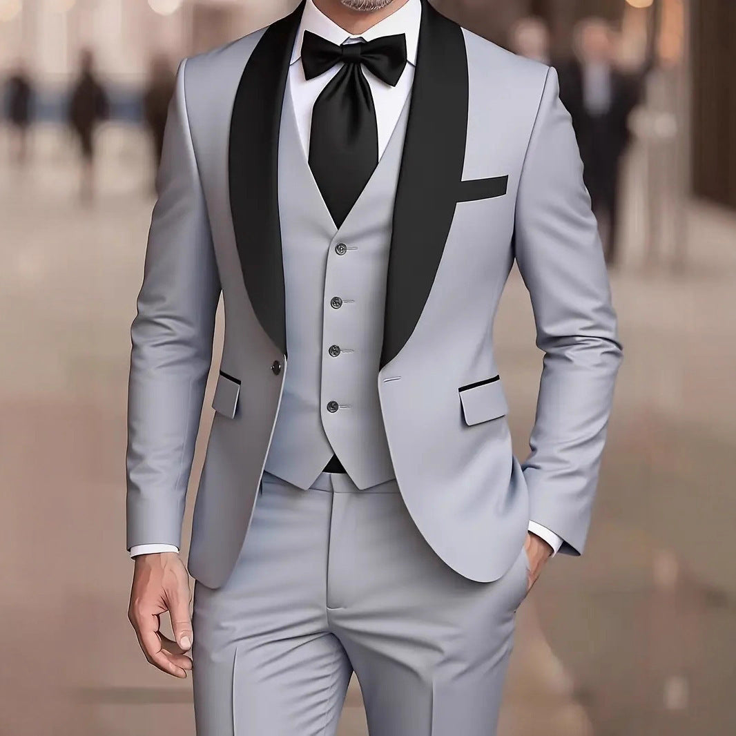 Men's Three Piece Suit Woven Fabric Peak Lapel Slim Fit Formal