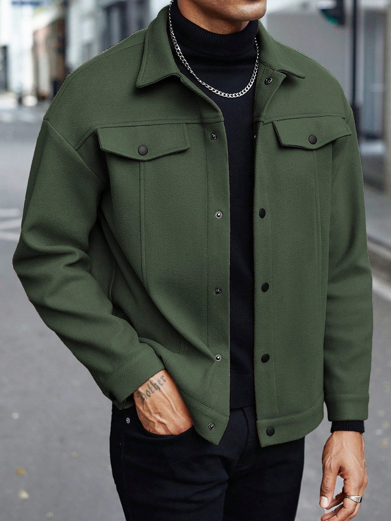 Men's Button Front Jacket Lapel Collar Regular Fit