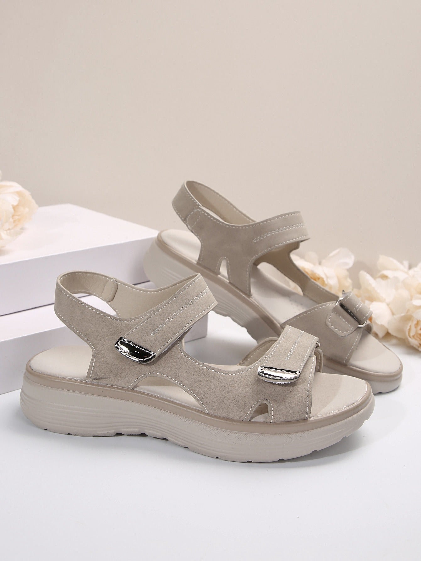 Women's Orthopedic Sandals Open Toe Velcro Strap Cushioned Sole Casual
