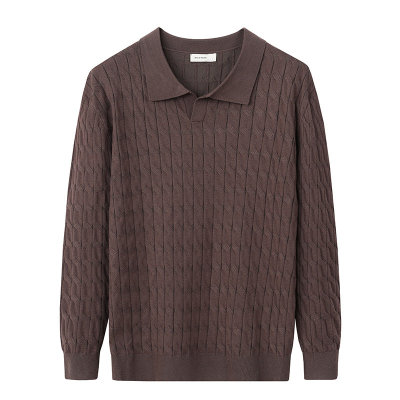 Men's Polo Sweater Contrast Collar Loose Fit