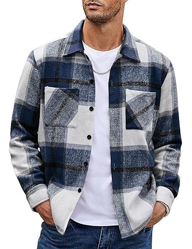 Men's Plaid Polo Lapel Collar Long Sleeve