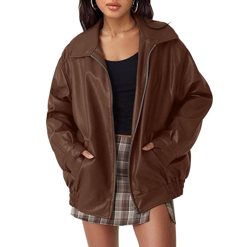 Aveline / Women’s Oversized Bomber Jacket with Zipper Front
