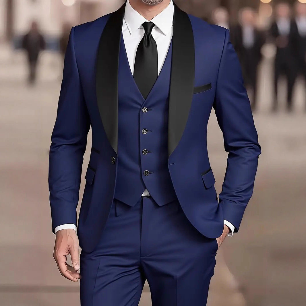 Men's Three Piece Suit Woven Fabric Peak Lapel Slim Fit Formal