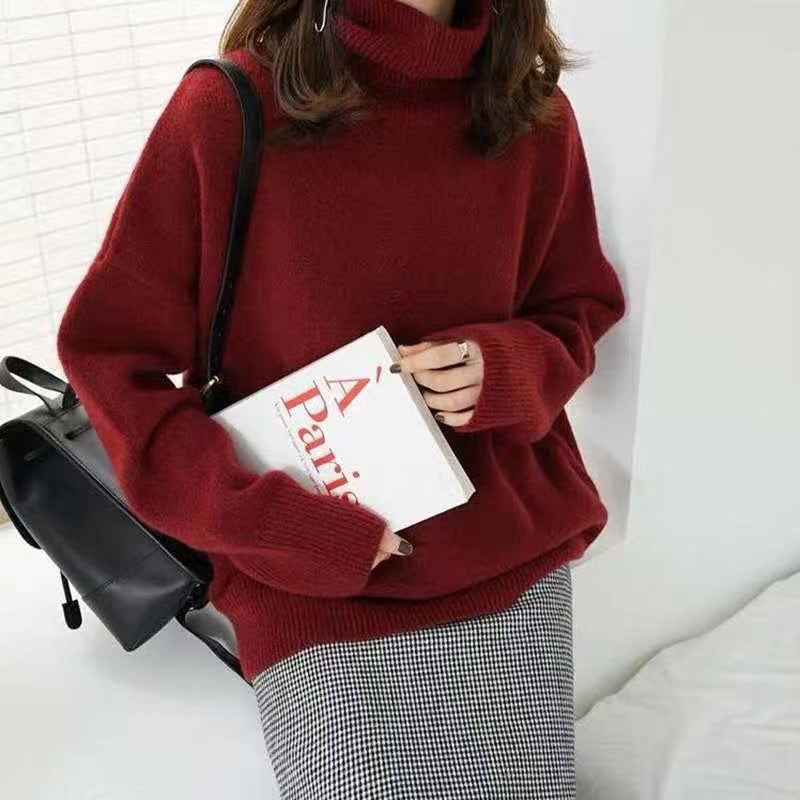 Iliana / Relaxed Knit Turtleneck Sweater High-Neck Pullover