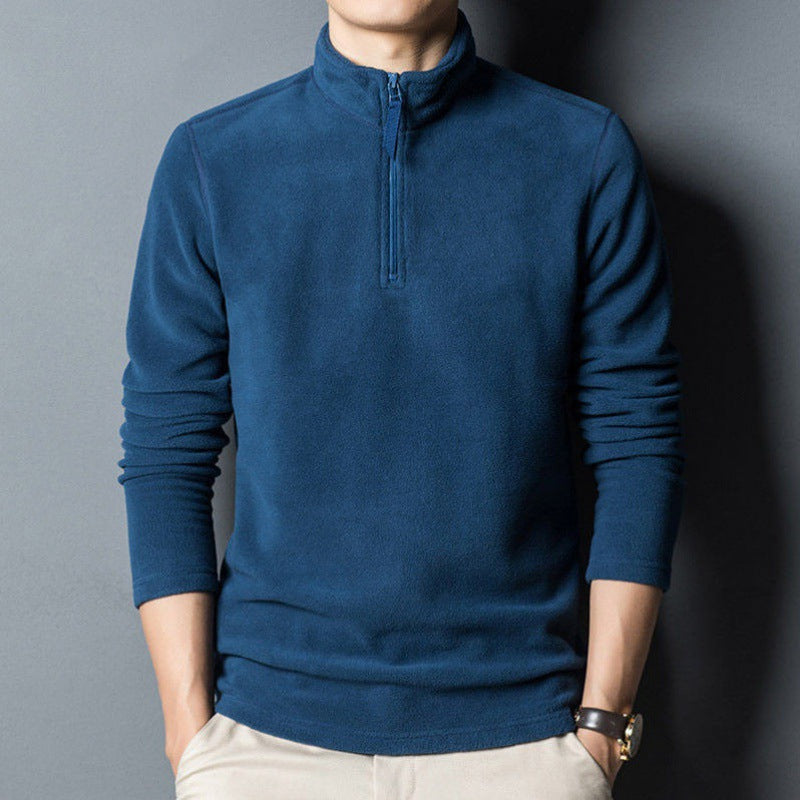 Men's Quarter Zip Fleece Top, Stand Collar Lightweight Base Layer Pullover