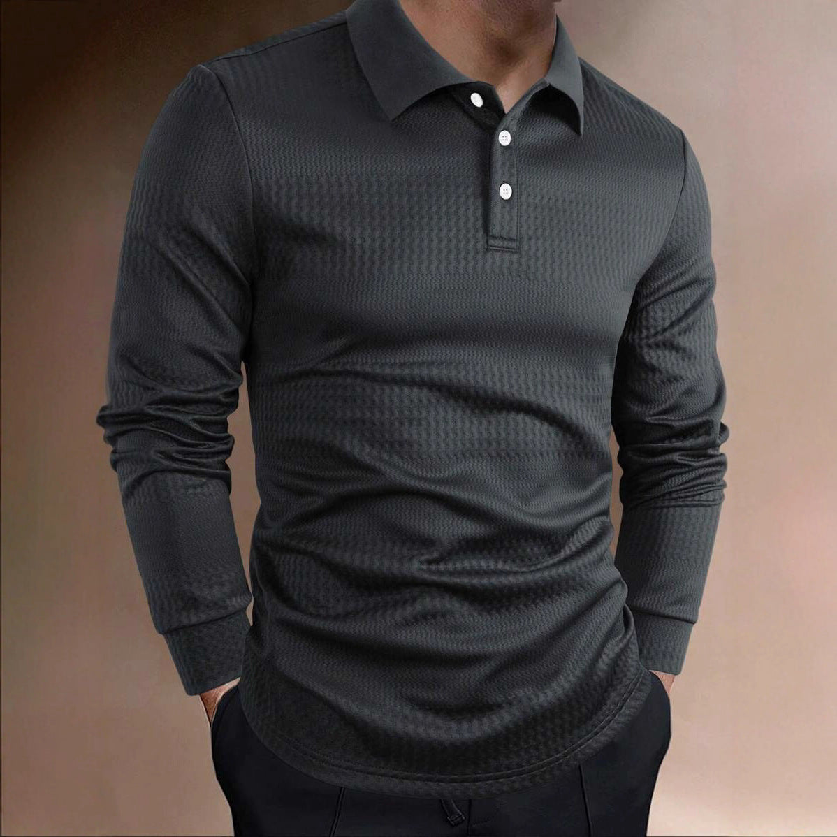 Rivello / Long-Sleeve Textured Polo