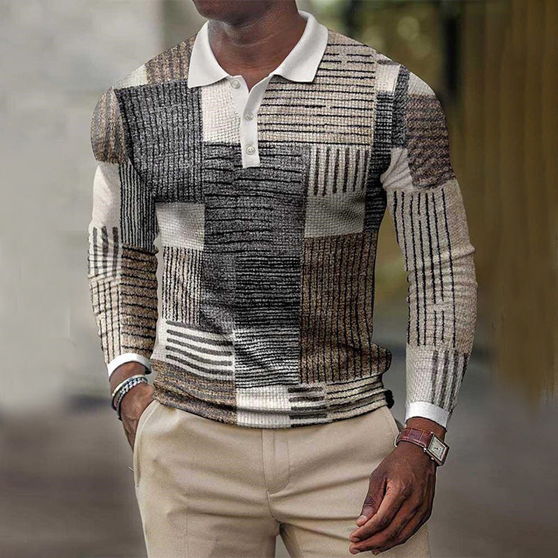 Montroy / Long-Sleeve Printed Polo Shirt