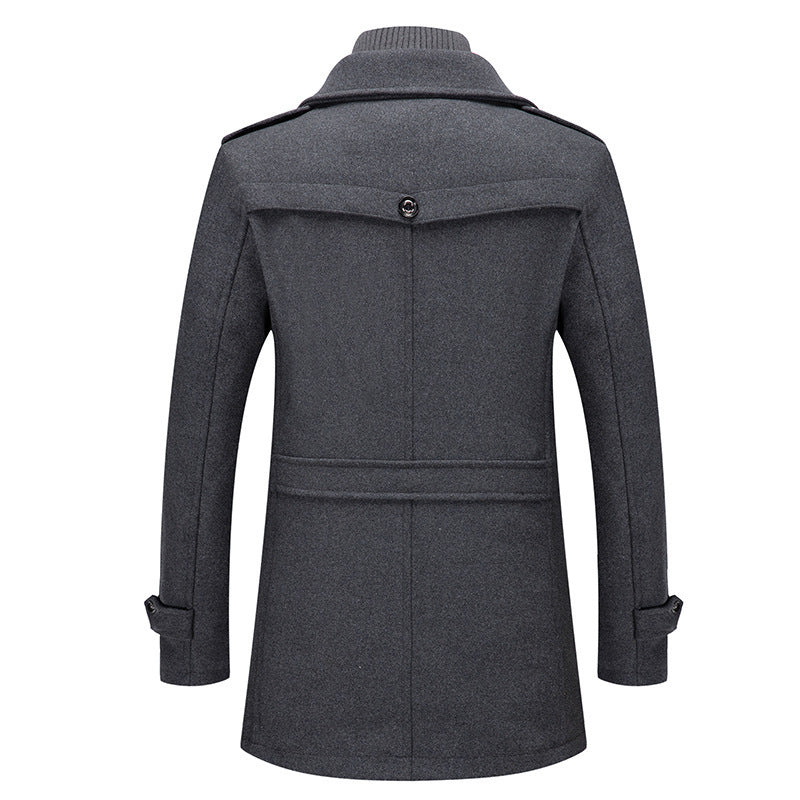 Rivault / Double-Collar Wool Coat Tailored Business Outerwear for Autumn & Winter