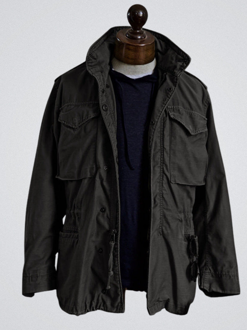 Men's M65 Field Jacket, Multi-Pocket Lightweight Utility Coat with Stand Collar