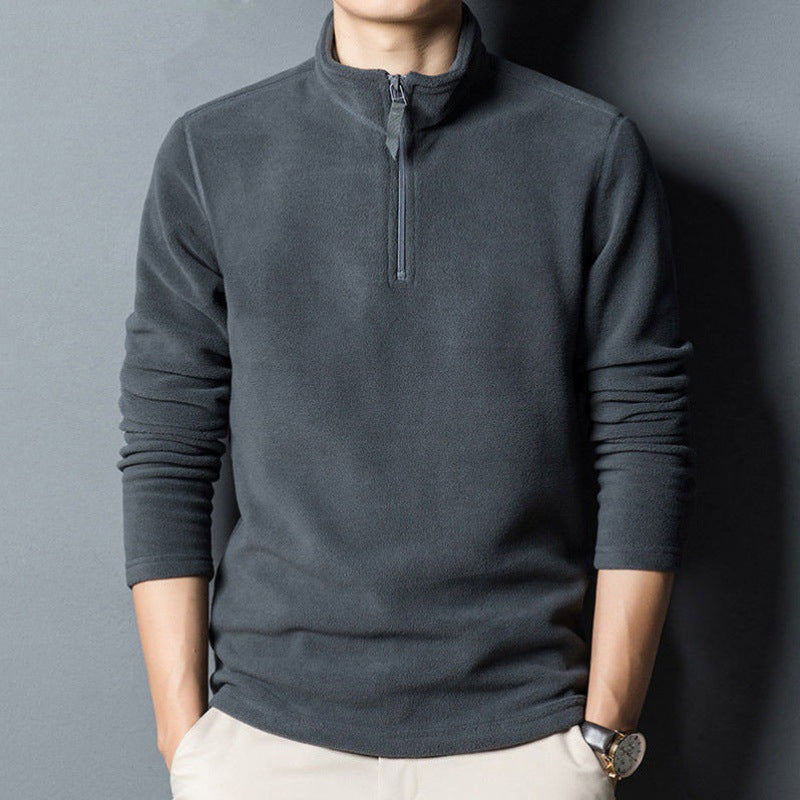 Men's Quarter Zip Fleece Top, Stand Collar Lightweight Base Layer Pullover