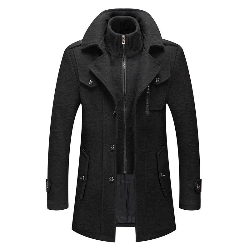 Rivault / Double-Collar Wool Coat Tailored Business Outerwear for Autumn & Winter