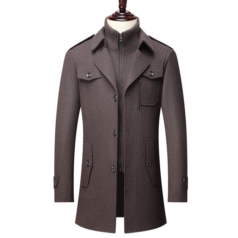 Rivault / Double-Collar Wool Coat Tailored Business Outerwear for Autumn & Winter