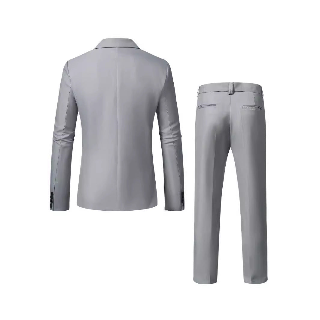 Men's Two Piece Suit Woven Fabric Notch Lapel Single Button Slim Fit