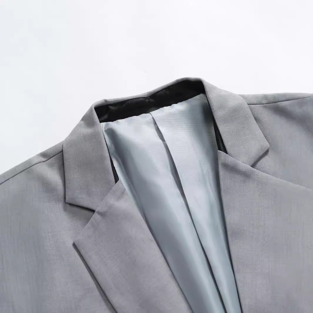 Men's Two Piece Suit Woven Fabric Notch Lapel Single Button Slim Fit
