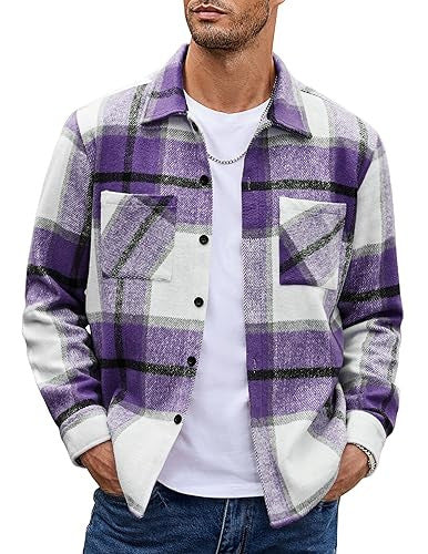 Men's Plaid Polo Lapel Collar Long Sleeve