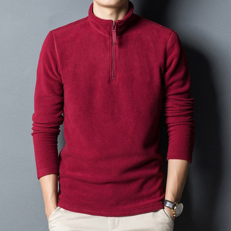 Men's Quarter Zip Fleece Top, Stand Collar Lightweight Base Layer Pullover