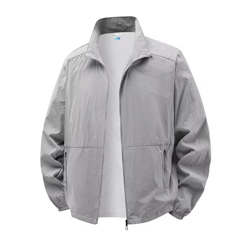 Men's Casual Bomber Jacket, Stand Collar Lightweight Zip Up Coat with Pockets