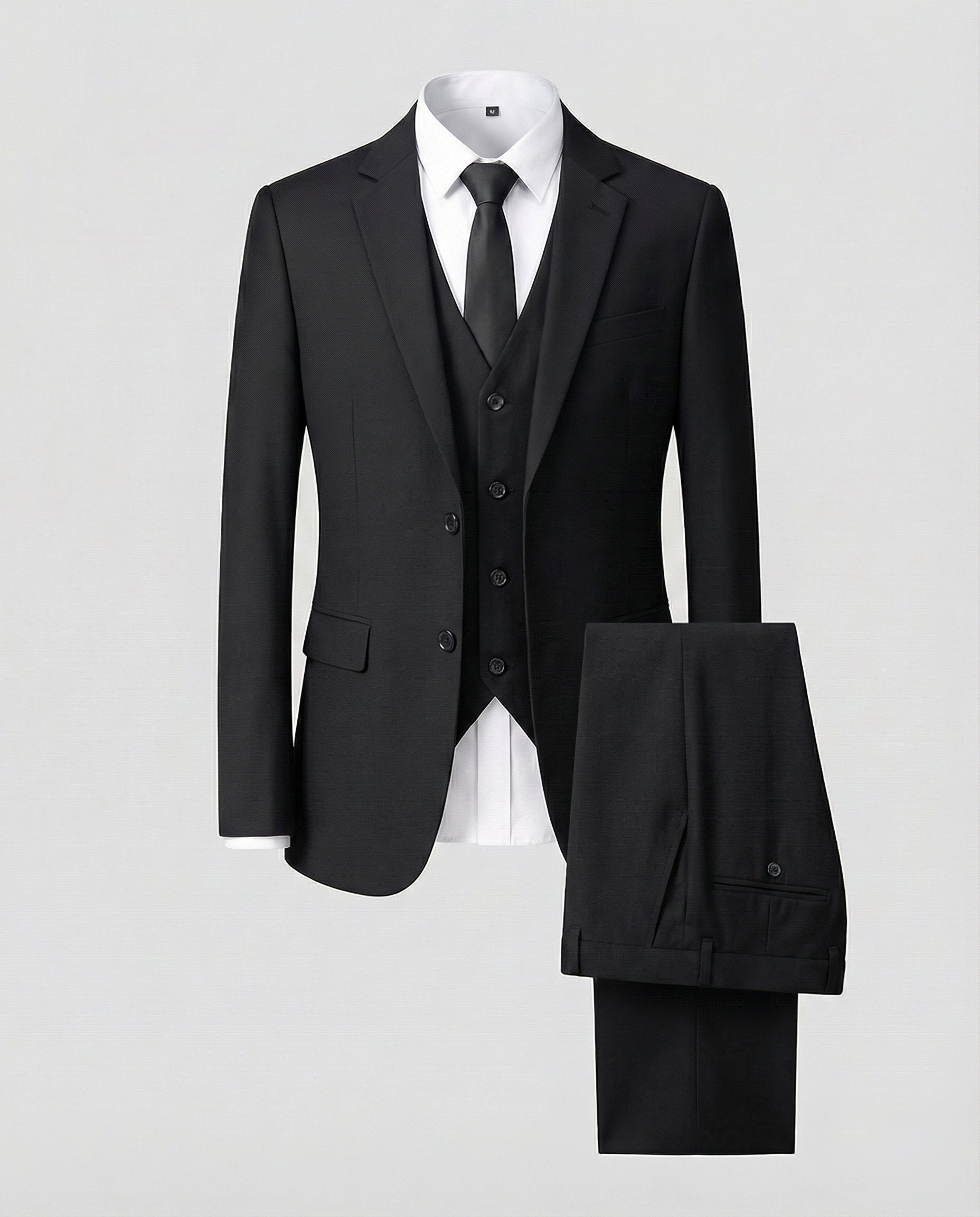 Men's Three Piece Suit Woven Fabric Notch Lapel Slim Fit Business