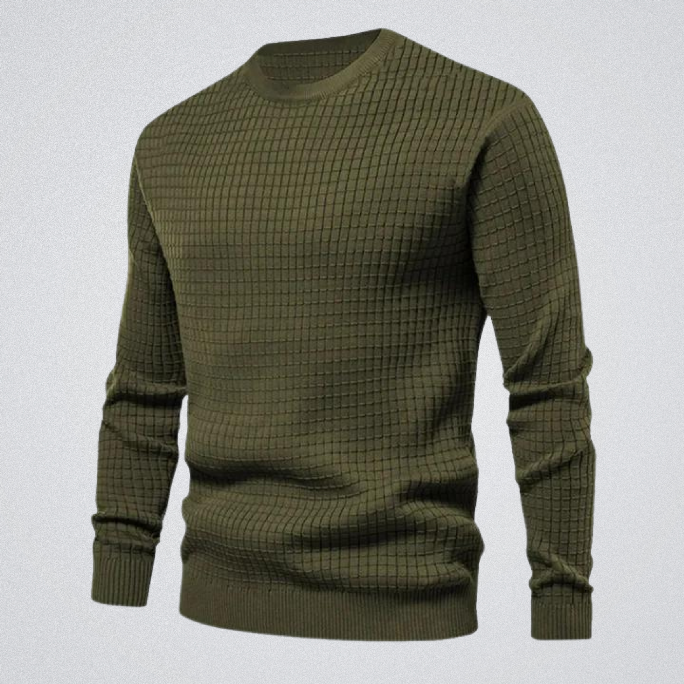 Men's Waffle Knit Crew Neck Jumper, Smart Casual Textured Pullover
