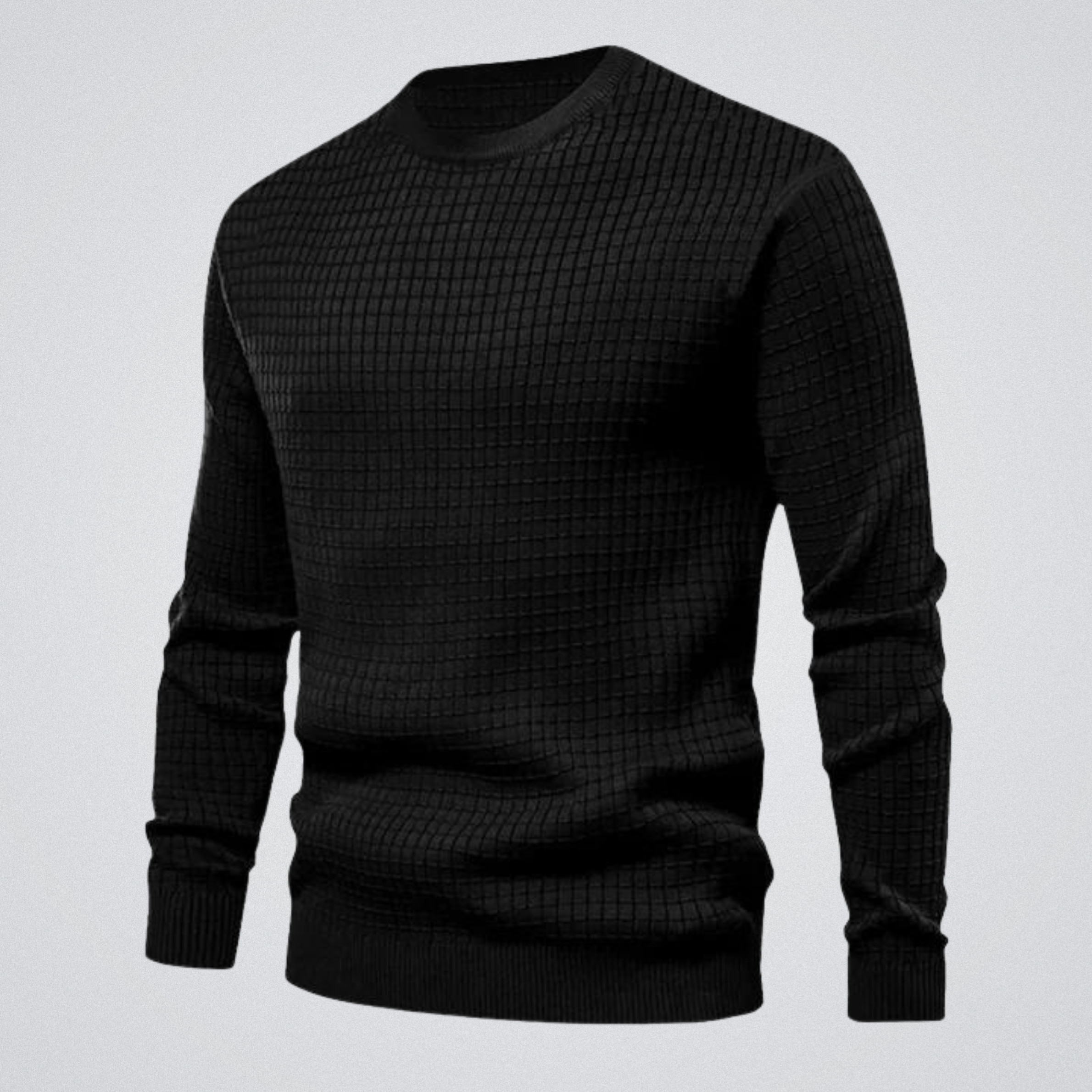 Men's Waffle Knit Crew Neck Jumper, Smart Casual Textured Pullover