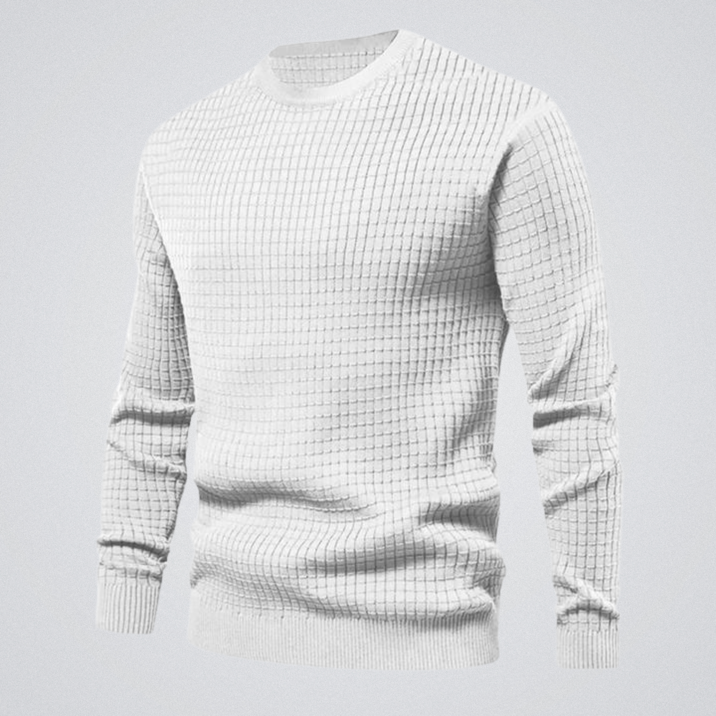 Men's Waffle Knit Crew Neck Jumper, Smart Casual Textured Pullover