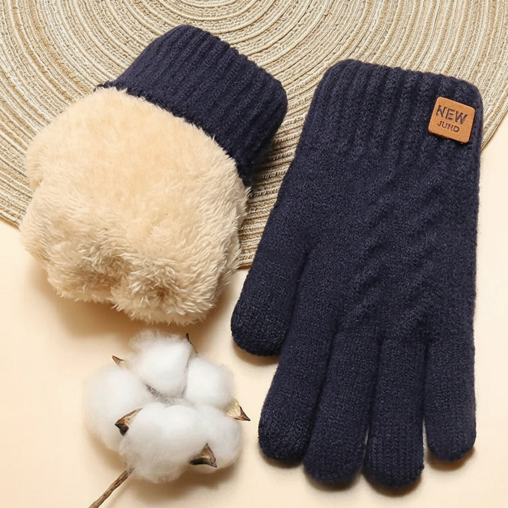 Alba / Women’s Double-Layer Knit Winter Gloves with Fleece Lining