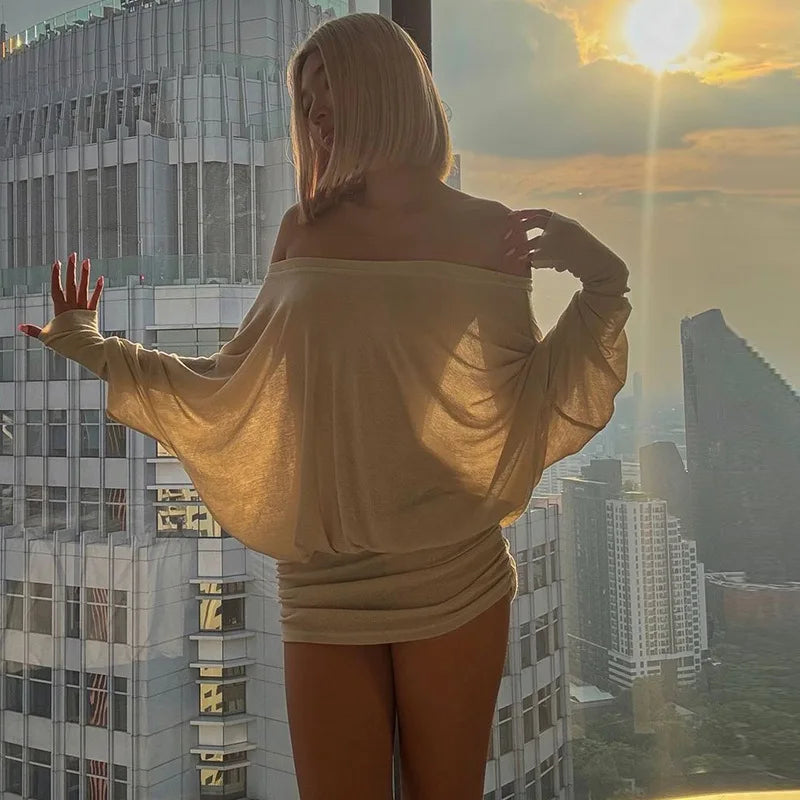 Isaline / Women’s Off-Shoulder Batwing Mini Dress