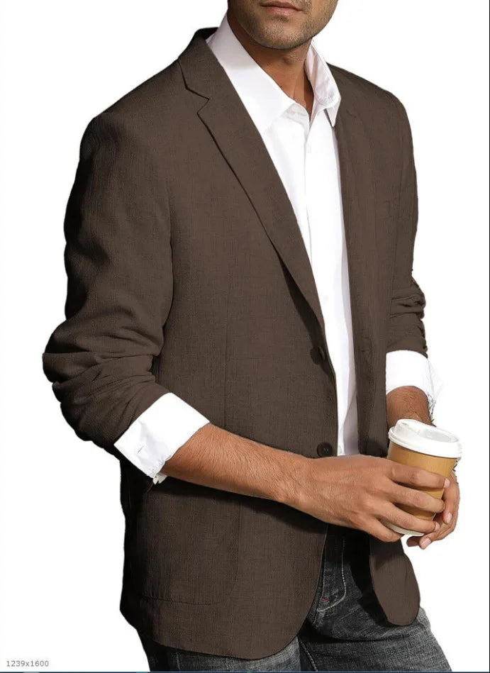 Men's Knitted Blazer Coat, Notch Lapel Single-Breasted Outerwear with Patch Pocket