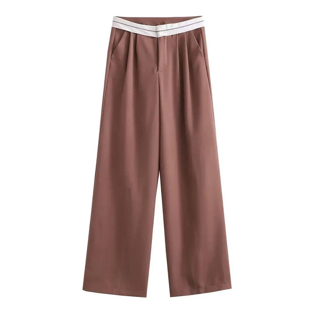 Vera / Women’s High-Waist Straight Trousers with Side Pockets