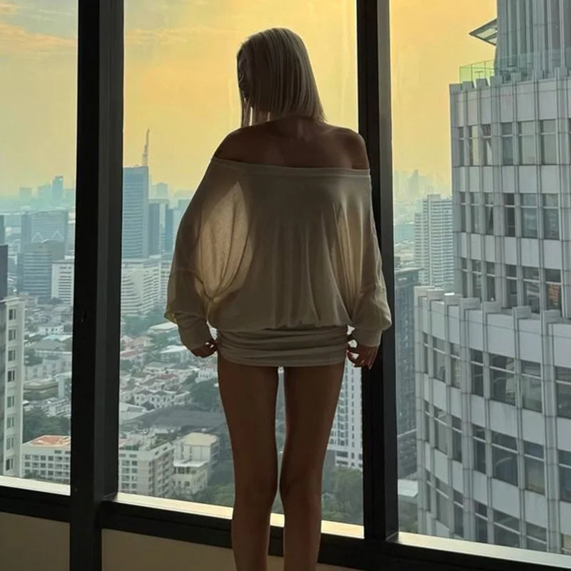 Isaline / Women’s Off-Shoulder Batwing Mini Dress