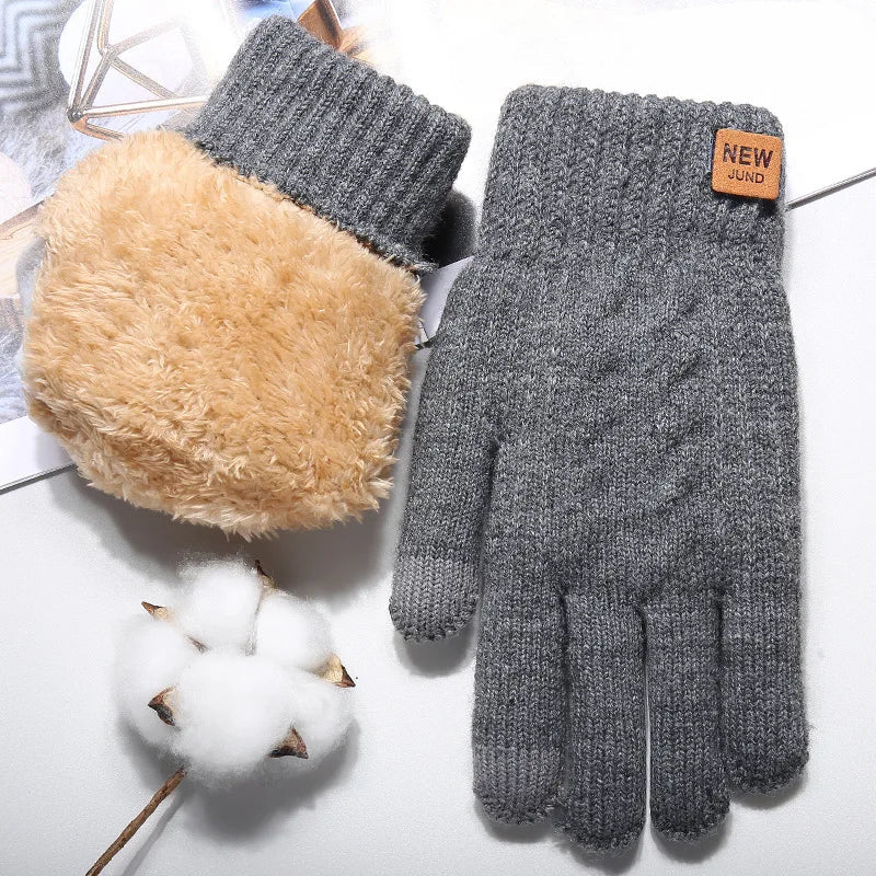 Alba / Women’s Double-Layer Knit Winter Gloves with Fleece Lining