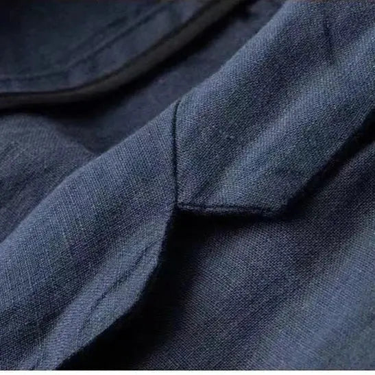 Men's Linen Blend Suit Two Piece Notch Lapel Relaxed Fit Smart Casual