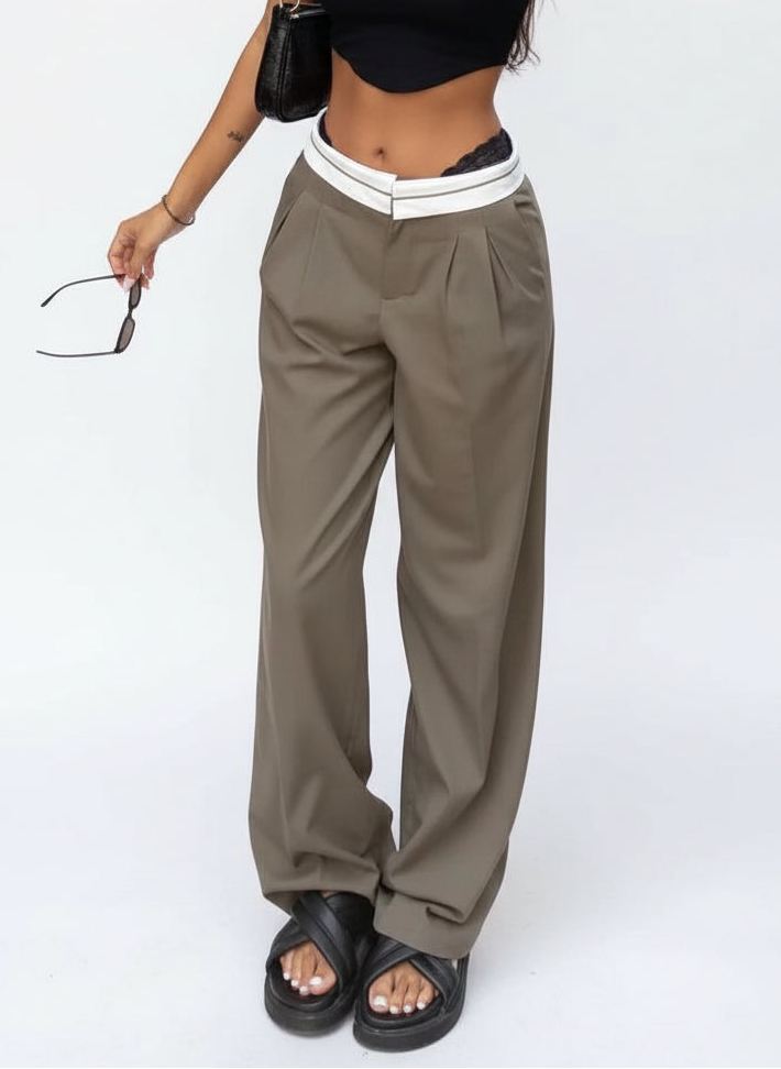 Vera / Women’s High-Waist Straight Trousers with Side Pockets