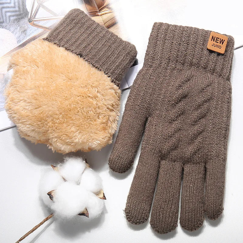 Alba / Women’s Double-Layer Knit Winter Gloves with Fleece Lining