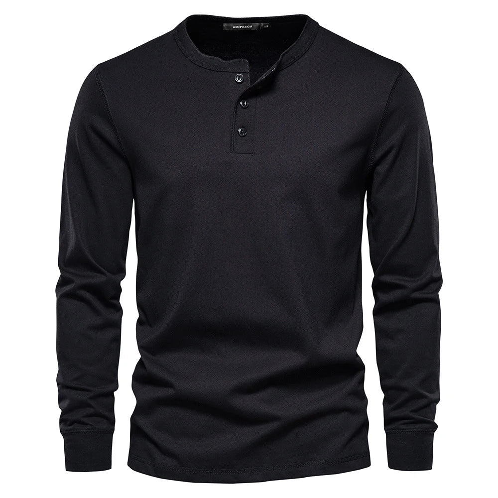 Lachlan | Men's Long-Sleeve Henley Shirt with Button Placket - product photo 8