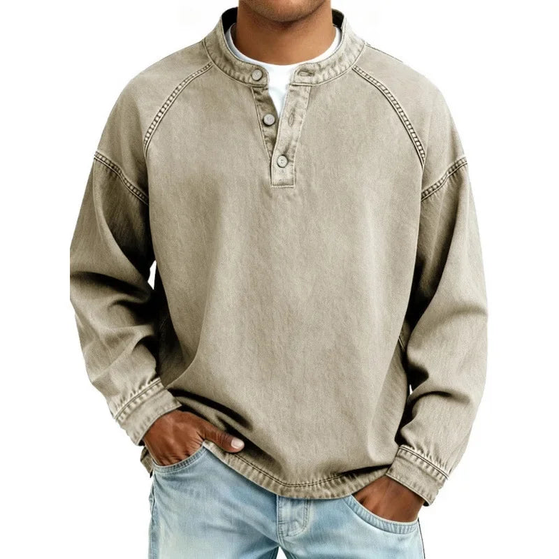 Leander | Men's Vintage Button Long-Sleeve Shirt