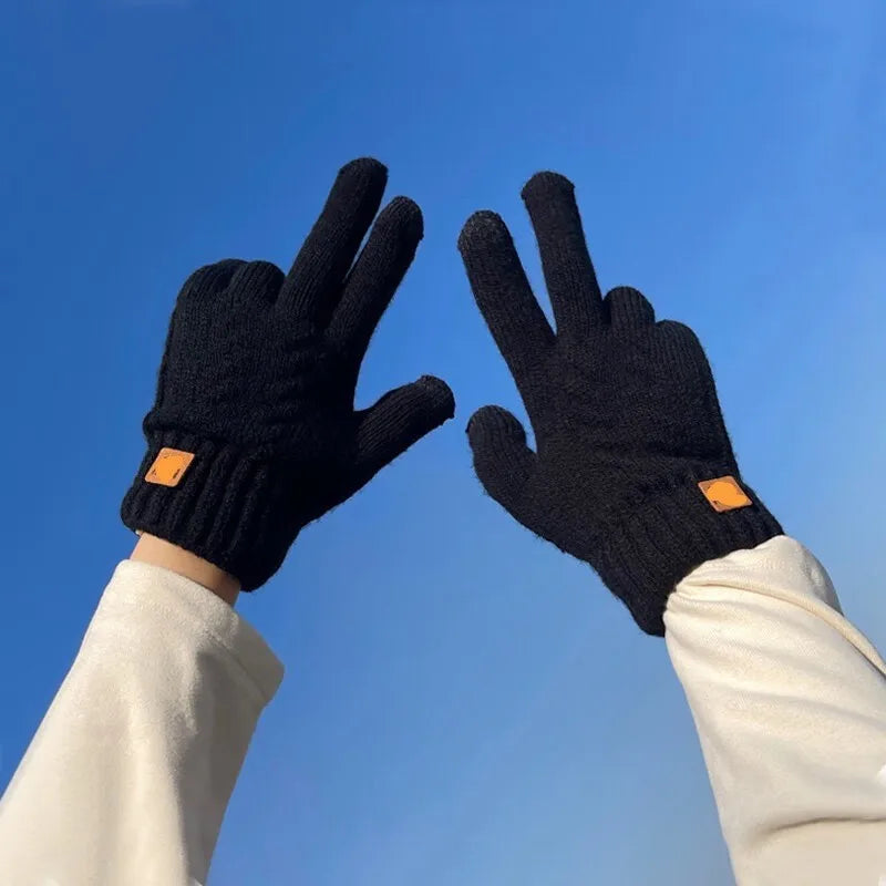 Alba / Women’s Double-Layer Knit Winter Gloves with Fleece Lining