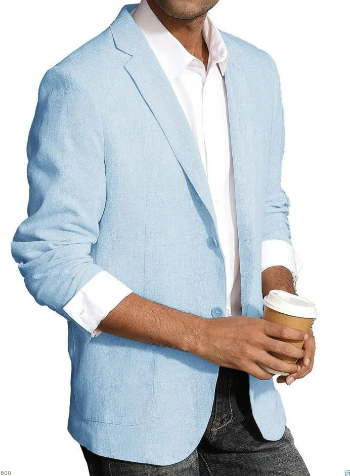 Men's Knitted Blazer Coat, Notch Lapel Single-Breasted Outerwear with Patch Pocket