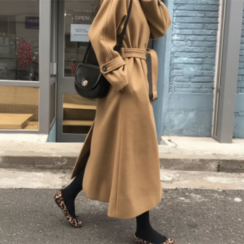 Maeva / Women’s Cotton-Blend Winter Coat with Polo Collar