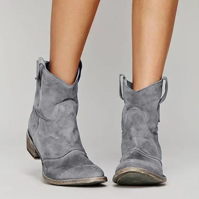 Western Ankle Boots with Cowboy Silhouette