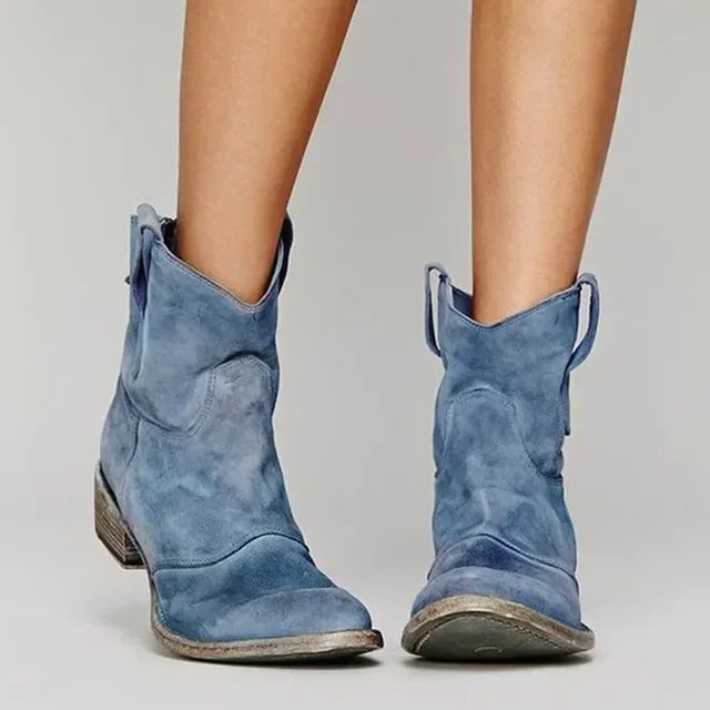 Western Ankle Boots with Cowboy Silhouette