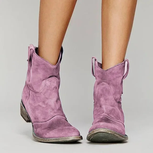 Western Ankle Boots with Cowboy Silhouette