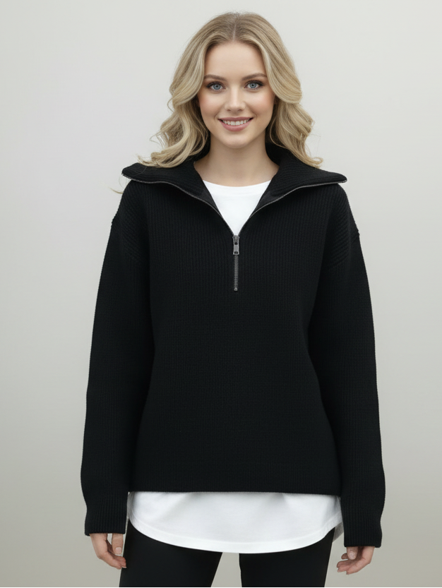 Théa / Women’s Ribbed Quarter-Zip Sweater