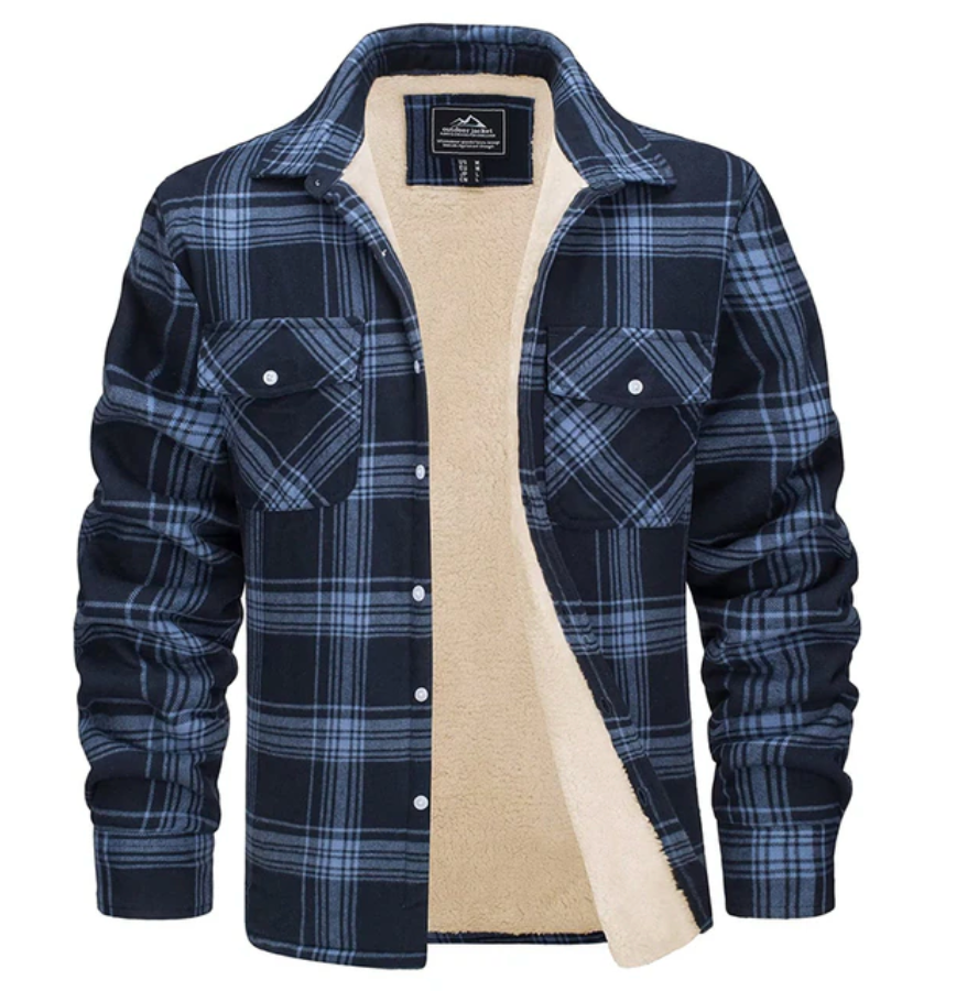 Bastien / Men’s Quilted Check Shirt Jacket with Fleece Lining