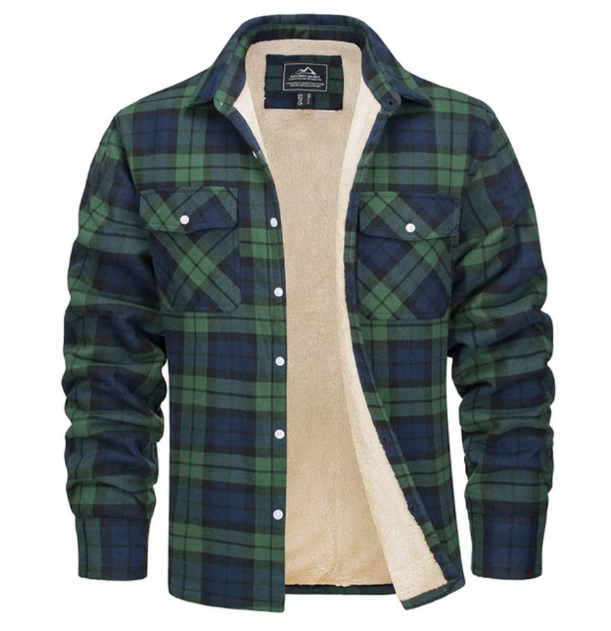 Bastien / Men’s Quilted Check Shirt Jacket with Fleece Lining