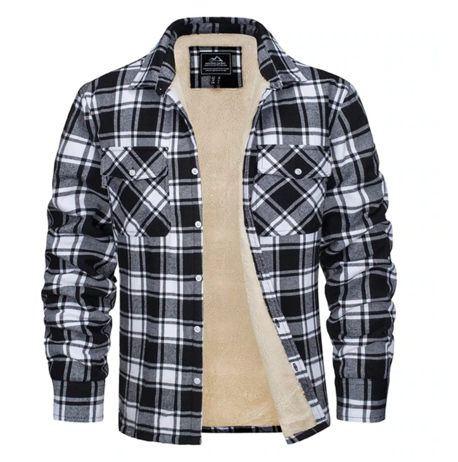 Bastien / Men’s Quilted Check Shirt Jacket with Fleece Lining